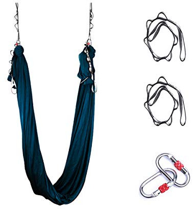 Yoga-Hängematte aus Seide, verbesserte Yoga-Inversionen, ultrastarke Antigravitation, Yoga-Schaukel-Set für Balance-Flexibilität, Inversionsübungen (Dunkelgrün)