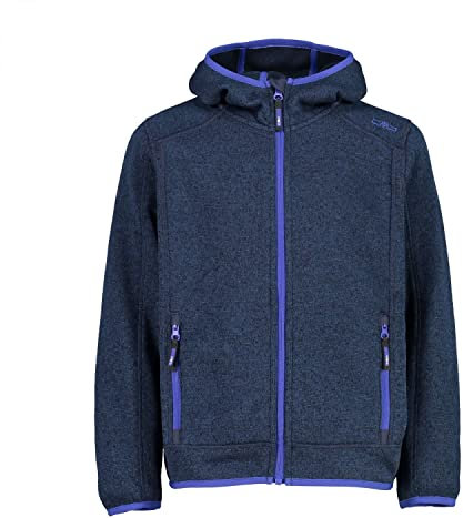 CMP - Kinder-Knit-Tech-Jacke mit fester Kapuze, Tintenschwarz, 128