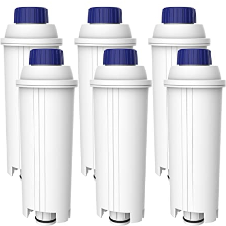AQUA CREST Coffee Machine Water Filter, Replacement for De'Longhi® DLSC002, SER3017 & 5513292811 - Including Versions of ECAM, Esam, ETAM Series (6)