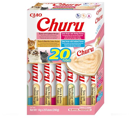 INABA Churu der beste Katzen Leckerlies für Tierarzt, Training, Bindung, Creamy Snack Leckerli Katze, Variety Box mit 100% natürliches Fleisch, Getreidefrei, Zuckerfrei, Kalorienarm 20 x 14 g