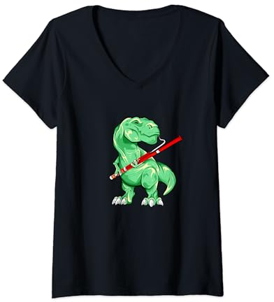 TREX spielt Fagott T-Shirt mit V-Ausschnitt