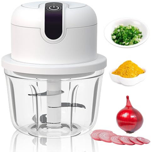 SPORWAY Elektrisch Zwiebelschneider Zwiebel Zerkleinerer: 350ML Zwiebelhacker USB Wiederaufladbare, Knoblauch Zerkleinerer Onion Chopper Food Cutter für Fleisch Zwiebeln Knoblauch Obst