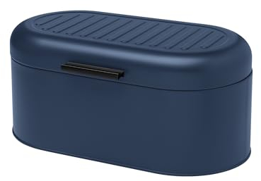 GALICJA ALEN Brotkasten aus Pulverbeschichtetem Stahl – Brotkorb Modern – Brot Aufbewahrungsbox – Brot Aufbewahren – Brotaufbewahrungsbox – 34x18x16 – marineblau