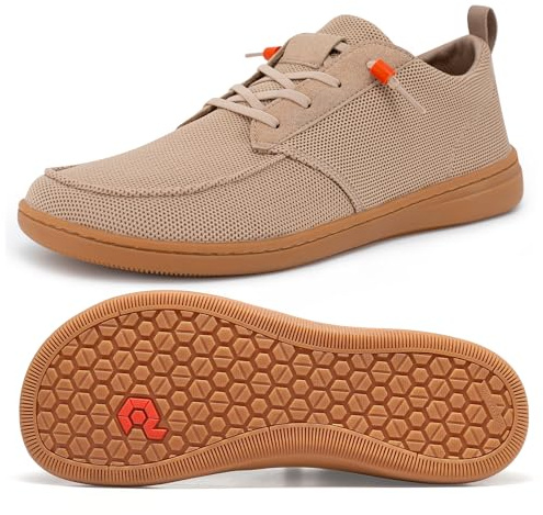 FEFELUIS Men's Barefoot Wide Toe Box Shoes - Minimalist Barefoot Dress Shoes Sneakers Zero Drop Men's Dress Slip-ons Walking Shoes NUT Size 9 Wide