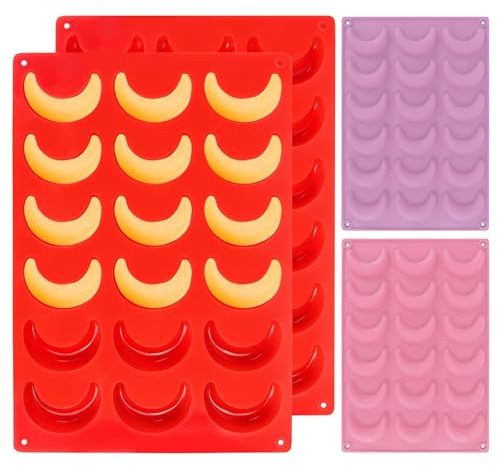 DAYIsjz Vaniljjäl form silikonform 3 stycken 18 tråg nonstick form månform silikon vaniljhäst kakform pralinform vaniljhäst för chokladkakor sötsaker kaka