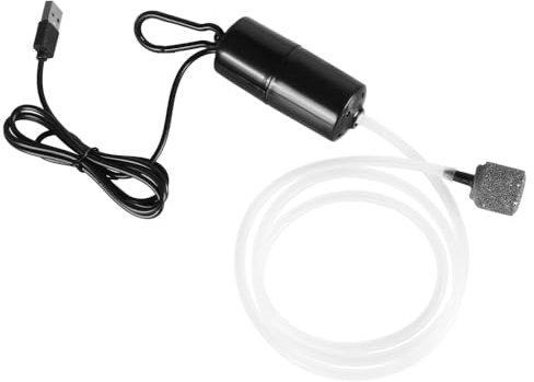 Mini Pompe à Air pour Aquarium, Aérateur d'air USB avec 92cm Tuyau d'oxygène, Pierre à Air et Clip de Suspension, Bulleur Faible Bruit pour Pêche, Petits Aquariums 1W/5V