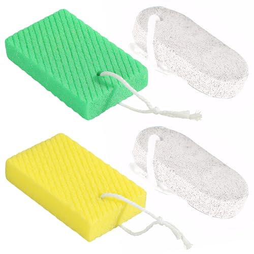 2 Stück Bimsstein Fußpflege Doppelseitiger Pumice Stone Bimsschwamm für Füße mit 2 Stück Ovaler Bimsstein für Füße Hände Körper Haut Peeling