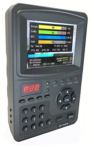 Buscador de satélites, KPT-968H DVB-S2 Buscador satelital completo Hd Satélite digital TELEVISOR Medidor del Finder del Receptor MPEG-4 HD DVB-S2 + HEVC H2.65 4K Descubridor Avs + Para ajustar la ante