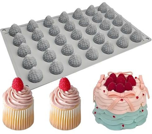 Stampo in silicone per alimenti per lamponi, 35 cavità, 29,7 x 17,4 cm, stampo per cioccolato per dolci