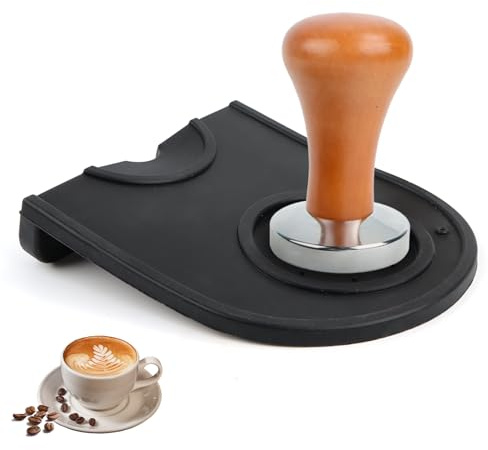 Feirdhoo 2 Stück Kaffee Tamper Set 51mm, Espresso Tamper mit Kaffee Tampermatte, Kaffeestampfer aus Edelstahl Espresso Stempel für Barista-Tool Home Kitchen Bar Café