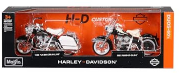 Maisto 1:18 Scale Harley Davidson Duos - 60s Series '68 Electra Glide and '62 Duo Glide Diecast Motorcycles