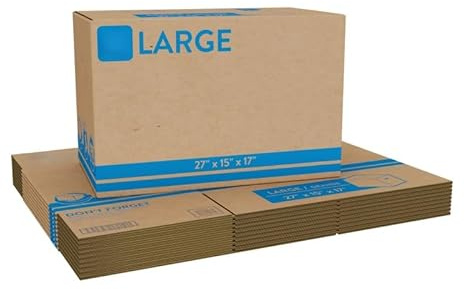 Large Moving Boxes (10 Pack) - 27x15x17 Inches Heavy Duty Packing & Shipping Boxes for Moving, Storage | Large Items, Clothes, Decorations | Easy Assemble Cardboard Box | 32 ECT Kraft Brown