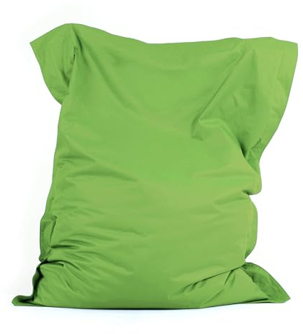Bean Bag Bazaar Giant Outdoor Bean Bag, Lime Green, Outdoor Floor Cushion with Water Resistant Fabric, Large Beanbag with Filling Included, 180cm x 140cm, Sun Lounger, Garden Chair, Garden Seating