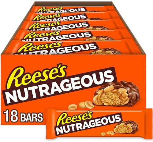REESE'S NUTRAGEOUS Chocolate Peanut Butter Candy Bars, 1.66 oz, 18 ct