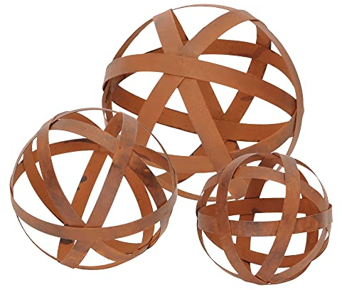 Deko - Rost Kugel für Garten 3er Set in 3 Größen Bandkugel für die Gartendeko
