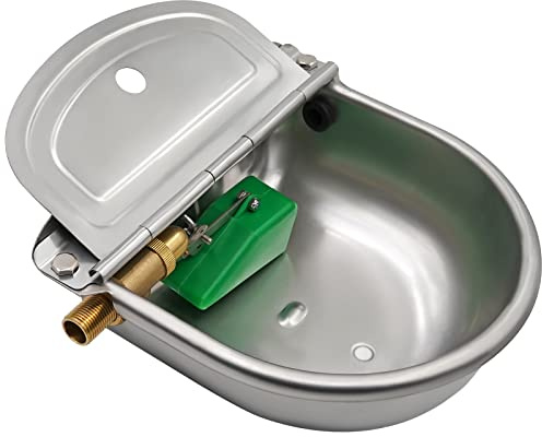 Abbeveratoio per Cani, Ciotola per Animali in Acciaio Inox con Valvola Galleggiante in Ottone Regolabile da 1/2 Pollice e Tappo di Scarico per Cavallo, Cane, Bovino, Capra, Pecora, Maiale, Bestiame