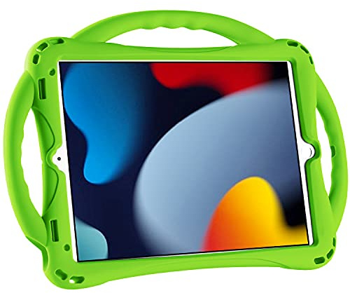 TOPESCT Funda para iPad 10.2, iPad de 9ª/8ª/7ª generación para niños, Soporte de asa Integrado, Viene con una Correa, Funda de Silicona a Prueba de Golpes para iPad de 10.2 Pulgadas 2021 (Verde)