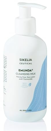 EMUNDA® Latte Detergente Viso Pelle Mista/Grassa/Sensibile 200 ml, Crema Idratante Vegan Naturale 98% con Camomilla e Malva, Profumata Delicata e Struccante, No Bruciore Occhi - Made in Italy