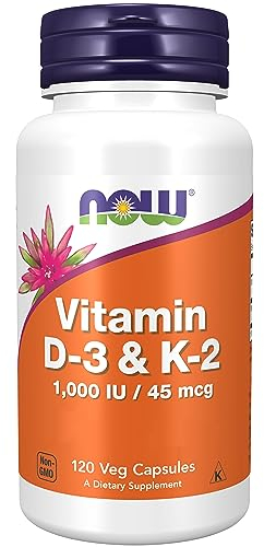 Now Foods, Vitamina D3 & K2, 1.000IU, 120 Capsule vegan, Testato in Laboratorio, Multivitamine, Senza Glutine, Senza Soia, Vegetariano