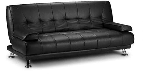 Home Detail Montana Sofa Bed 3 Seater Faux Leather Clic Clac Sofabed in Black or Brown (Black Faux Leather)