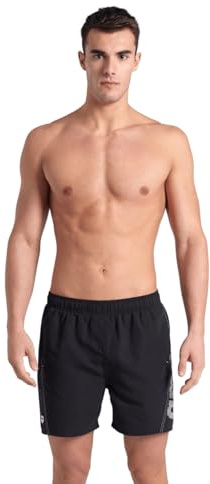 ARENA Fundamentals Logo Boxer R Herren Badehose, Schwimmhose für Strand und Pool, Bademode aus weichem recyceltem Stoff mit schnelltrocknender Funktion, Strandboxer mit integriertem Mesh-Slip