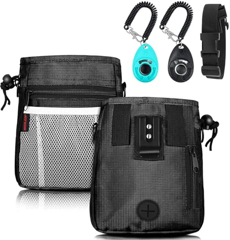 kissleaf Leckerlitasche für Hunde mit Kotbeutelspender Wasserdicht Leckerlibeutel für Hunde Futterbeutel Hundetraining mit Verstellbarer Schultergurt Gassi Tasche Hund