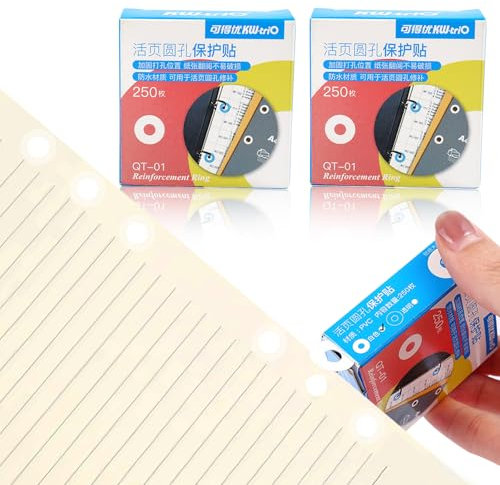 500 Stück Selbstklebend Hole Reinforcement Rings, Aufkleber Papier Lochverstärkungsringe, 6 mm Lochverstärker, Reißfest Lochschutz, Verstärkungsringe Lochverstärker für Lose Blätter(Transparent, Weiß)