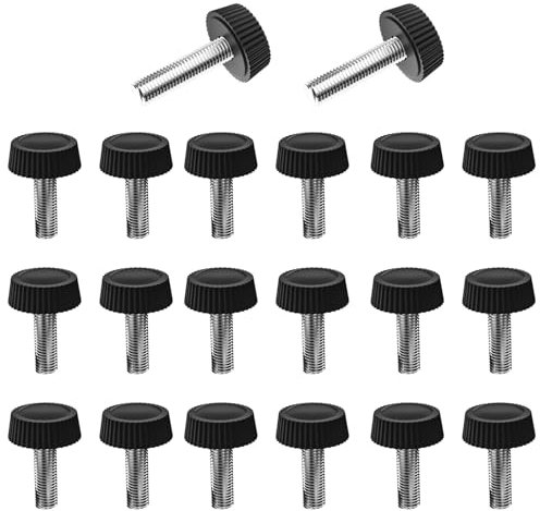 M4 x 20mm Knurled Thumb Screws, Metric Male Thread Grip Knobs, Carbon Steel Hand Bolts, Black Fasteners for Furniture, Electronic, Machine, Pack of 30