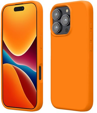 kwmobile Handyhülle für iPhone 16 Pro Max Hülle, für iPhone 16 Pro Max Case - Hülle Silikon - kabelloses Laden - Fruity Orange
