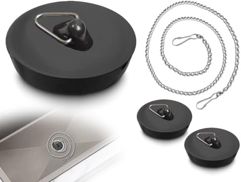 Lhbwhiz 2 Piezas Tapones De Desagüe,Tapones De Bañera,Tapones De Fregadero,Tapones De Fregadero,Tapones De Desagüe De Fregadero,Tapones De Válvula De Fregadero De Cocina con Ganchos Y Cadena De Tapón