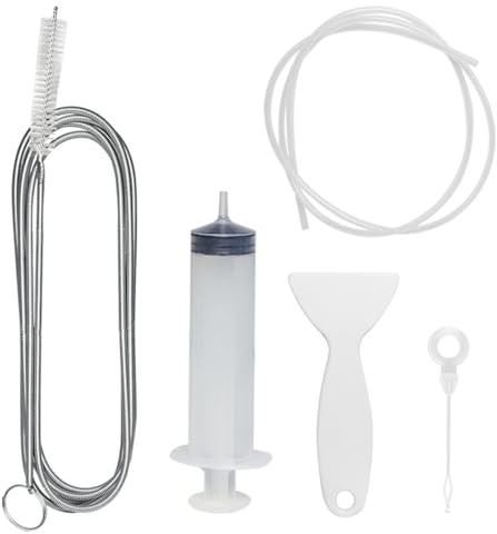 NOPKESV 5 pezzi kit pulizia frigorifero,riutilizzabile Spazzolas di pulizia del foro di scarico del frigo,Kit Pulisci Tubi Frigorifero,Con Siringa,Raschietto,Tubo,Insertis di Foro di Scarico