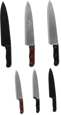 PartyKindom 6pièces Couteaux De Cuisine Miniatures pour Maison De Poupée Décoration De Cuisine Miniature Accessoires De Jeu pour Maison De Poupée