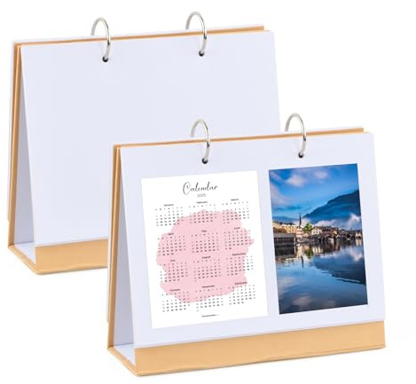 Calendrier Vierge,Lot De 2 Calendrier De Bureau DIY,Calendriers Personnalisé,Bricolage Mémo Planificateur Temps,Pour Bureau, École (Jaune)