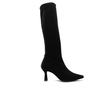 Pedro Miralles - Bota alta con tacón,ante sintético,stretch,elástico,suela de goma,puntera afilada,color liso para: Mujer color: NEGRO talla:37