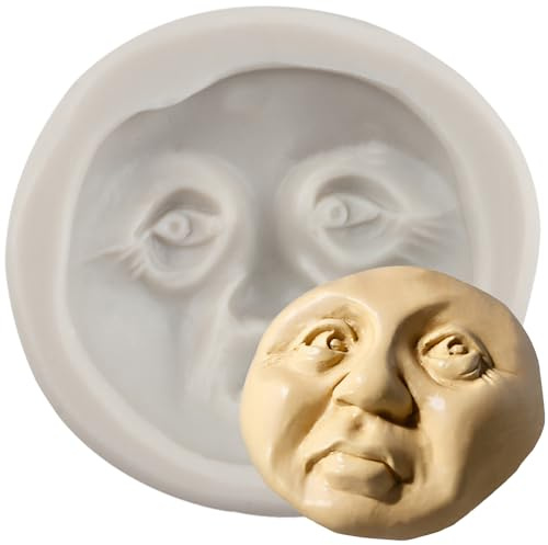 Sijiangmold Stampi in silicone a forma di faccia di luna, stampo per fondente, decorazione per torte, cioccolato, cupcake, caramelle, argilla polimerica, pasta di gomma