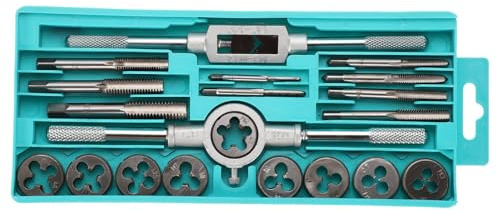 QUARKZMAN 20 Pezzi Set Di Maschi E Filieri Metrici M3-M12 Kit Di Attrezzi Per Filettatura Maschi E Filieri Per Filettature Maschili E Femminili Con Manici E Custodia Di Stoccaggio