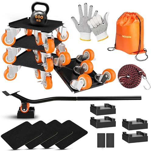 Kit Deplace Meuble 600kg - Leve Meuble avec Plateau Roulant et Roulette Charge Lourde - Chariot Demenagement pour Soulever et Déplacer Meuble sans Effort - Patins glisseurs pour Meubles - EASY MOVERS