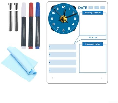 Gettimore Tablero de notas acrílico diario con calendario vertical y marcadores coloridos, 6 x 7.9 pulgadas, tablero de organización reutilizable de borrado en seco para el hogar, oficina, aula