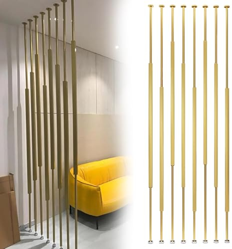 Poste Divisor Independiente de 5/8 Piezas, Separador de ambientes Dorado con pie Ajustable, Columna Decorativa para Sala de Estar/Entrada, tamaño Personalizable.(8pcs-A,270cm/106in/8.9ft)