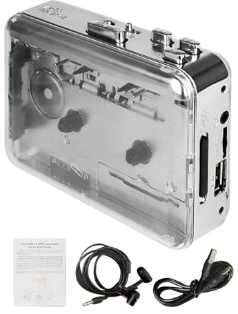 Leftwei Lettore di Cassette Stereo, Convertitore Trasparente da Nastro a MP3, Dispositivo retrò Compatto con Altoparlante Incorporato e connettività USB, Ideale per la Digitalizzazione a Doppio