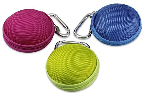 Aussel 3 Pack Tiny Portable MultiColor Earphone Headset Handsfree Hard EVA Case with Metal Hook (02)