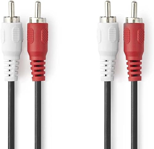 CABLEPELADO Cable de Audio 2X Macho - 2X Macho | Cable de Audio dual | Apto para Blu-Ray, Cine en casa, Subwoofer, equipos HiFi, HDTV | Estereo | 5 Metros