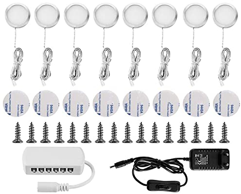 Lightess 8Pezzi Lampada per Armadio LED per Armadio Lampada da Lavello per Cucina Luce Notturna per Vetrina Guardaroba Camera da Letto(Bianco Caldo)