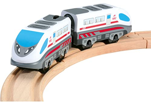 Bino World of Toys batteriebetriebene Lokomotive, Spielzeug für Kinder ab 3 Jahre (Lokomotive mit Endwagon, kompatibel zu Allen martküblichen Schienensystemen, fördert die Kreativität & Motorik)