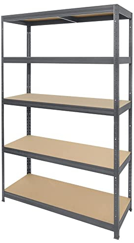 HEMMDAL Schwerlastregal Typ M+ - HxBxT 180 x 120 x 60 cm - Graphitgrau - 750 kg Tragkraft - Steckregal mit 5 Böden - 150 kg Fachlast - Made in EU - stabiles Metallregal - Lagerregal - Werkstattregal
