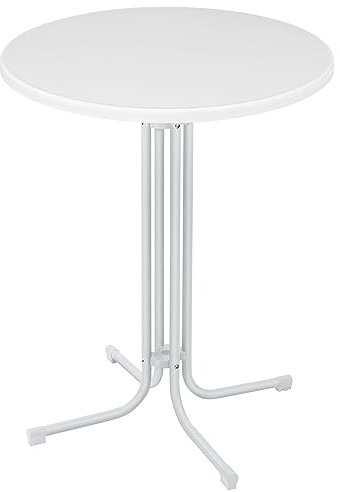 JOIEYOU Stehtisch klappbar, Bistrotisch Rund Ø80 cm, Bartisch Hoch 110 cm Tragfähigkeit bis 80 kg– Weiß
