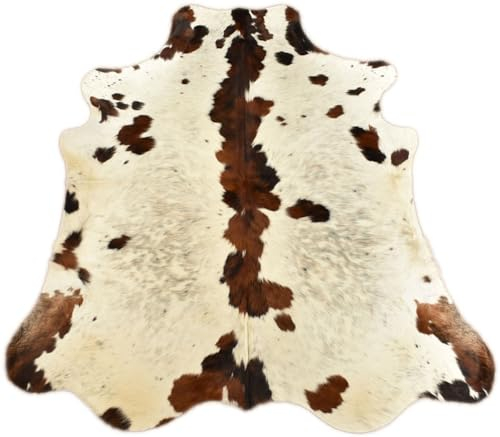 KUHFELL STIERFELL BRAUN Weiss 210 x 190 cm Tricolor KUHFELL Teppich