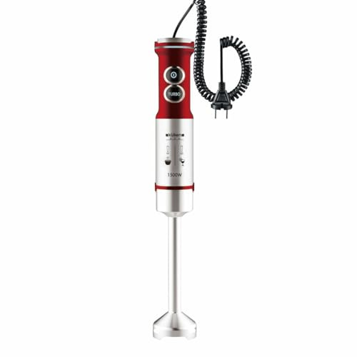 Mixeur à bras en acier inoxydable avec verre rouge de 600 ml