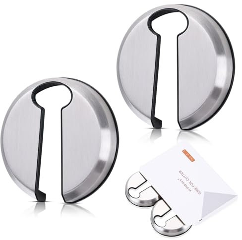 YYDSBAYS Coupe-capsules Lot de 2 Décapant de Papier d'aluminium Coupe de Feuille de Vin Bouteille Film Remover Ouvreur Utilisé pour Ouvrir Le Vin en Toute Sécurité, Acier Inoxydable Argenté