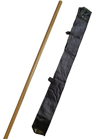 TEKKA BUDO Set BO Stab Premium mit Waffentasche - 182 cm Roteiche Holz - Langstock Kobudo, Aikido, Kampfsport, BO Jutsu, Bujinkan